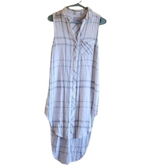 Rails x Revolve Jordyn Plaid Tunic Top in White and Charcoal size XS - Picture 4 of 5